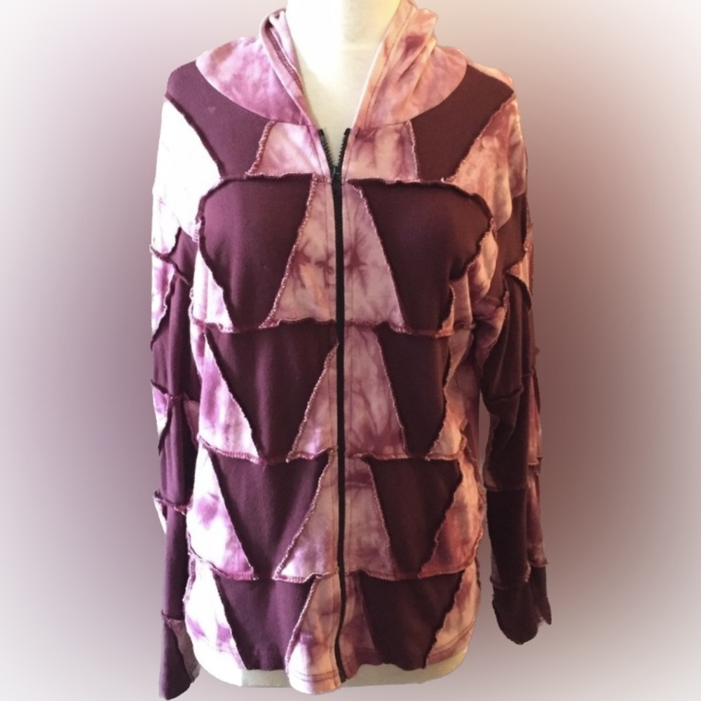 🧥Tie dye zipper hoodie, Size: XL, Light & Dark Pink🧥